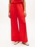 Red Relaxed Wide Leg Pure Linen Trousers  Women