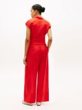 Red Relaxed Wide Leg Pure Linen Trousers  Women