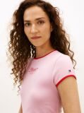 Pink Logo Graphic Slim Ringer T-Shirt  Women
