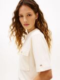 Beige Gold-Tone Button Pocket Relaxed T-Shirt  Women
