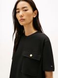 Black Gold-Tone Button Pocket Relaxed T-Shirt  Women