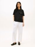Black Gold-Tone Button Pocket Relaxed T-Shirt  Women