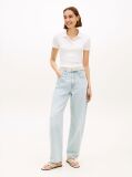 White Slim Fit Gold-Tone Button Polo Shirt  Women