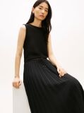 Black Pleated Sleeveless Slim Midi Dress  Women