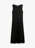 Black Pleated Sleeveless Slim Midi Dress  Women