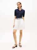 Blue Pointelle Short Sleeve Polo Jumper  Women