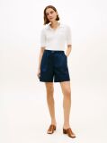 White Pointelle Short Sleeve Polo Jumper  Women