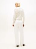 White Mid Rise Tapered Barrel Leg White Jeans  Women