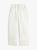 White Mid Rise Tapered Barrel Leg White Jeans  Women