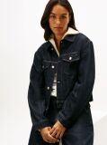 Blue Flag Embroidery Pleated Denim Jacket  Women
