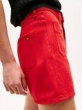 Red Gold-Tone Button High Rise Denim Shorts  Women