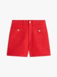 Red Gold-Tone Button High Rise Denim Shorts  Women