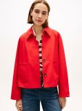 Red Water Repellent Collared Relaxed Short Jacket  Women