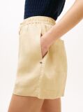 Beige Flag Embroidery Pure Linen Shorts  Women