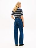 Blue Mid Rise Tapered Barrel Leg Jeans  Women