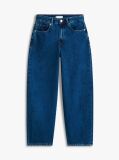 Blue Mid Rise Tapered Barrel Leg Jeans  Women