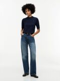 Blue Fine Knit Jersey Short Sleeve Jumper  Women