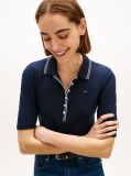 Blue Slim Fit Tipped Half Sleeve Polo Shirt  Women