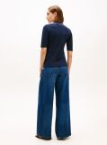 Blue Slim Fit Tipped Half Sleeve Polo Shirt  Women