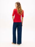 Red Slim Fit Tipped Half Sleeve Polo Shirt  Women