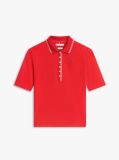 Red Slim Fit Tipped Half Sleeve Polo Shirt  Women