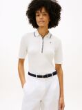 White Slim Fit Tipped Half Sleeve Polo Shirt  Women