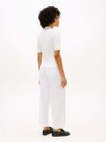 White Slim Fit Tipped Half Sleeve Polo Shirt  Women