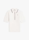 White Slim Fit Tipped Half Sleeve Polo Shirt  Women