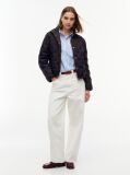 Black Gold-Tone Button Flag Down Quilted Jacket  Women