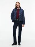 Blue Gold-Tone Button Flag Down Quilted Jacket  Women