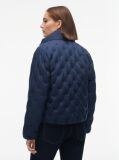 Blue Gold-Tone Button Flag Down Quilted Jacket  Women