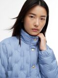 Blue Gold-Tone Button Flag Down Quilted Jacket  Women