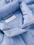Blue Gold-Tone Button Flag Down Quilted Jacket  Women