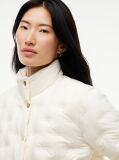 Beige Gold-Tone Button Flag Down Quilted Jacket  Women