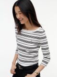 Multi Slim T-Shirt Με Λαιμόκοψη Boat Και Μανίκι 3/4  Γυναίκες
