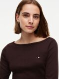 Καφέ Slim T-Shirt Με Λαιμόκοψη Boat Και Μανίκι 3/4  Γυναίκες