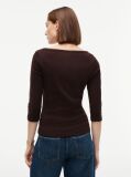 Καφέ Slim T-Shirt Με Λαιμόκοψη Boat Και Μανίκι 3/4  Γυναίκες