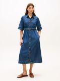 Blue Denim Belted Midi Shirt Dress  Women