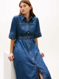 Blue Denim Belted Midi Shirt Dress  Women