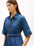Blue Denim Belted Midi Shirt Dress  Women