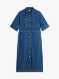 Blue Denim Belted Midi Shirt Dress  Women