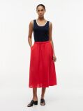 Red Pure Linen A-Line Midi Skirt  Women