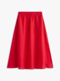 Red Pure Linen A-Line Midi Skirt  Women
