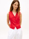 Red Linen Blend Poplin Waistcoat  Women