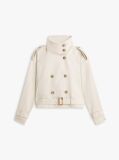 Beige Water Repellent Short Trench Jacket  Women