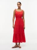Red Seersucker Smock Tie Strap Midi Dress  Women
