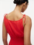Red Seersucker Smock Tie Strap Midi Dress  Women