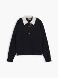 Black Premium Knit Gold-Tone Button Polo Jumper  Women