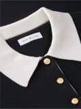 Black Premium Knit Gold-Tone Button Polo Jumper  Women