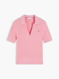 Pink Cable Knit Short Sleeve Polo Jumper  Women